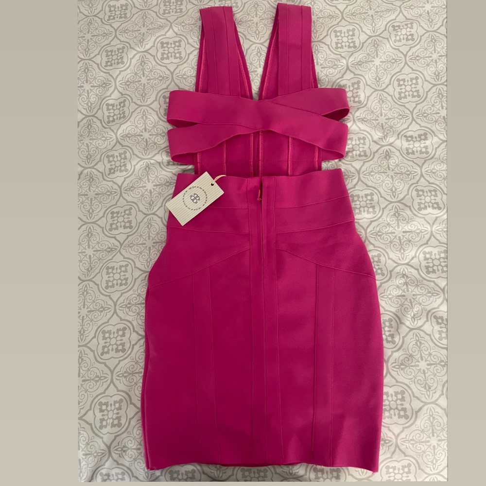 Bandage hot pink mini dress